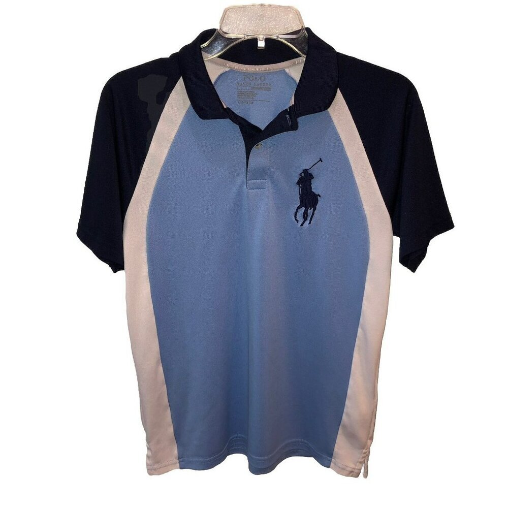 Polo Ralph Lauren Big Pony Blue Colorblock Boys Large 14-16 Classic Fit
